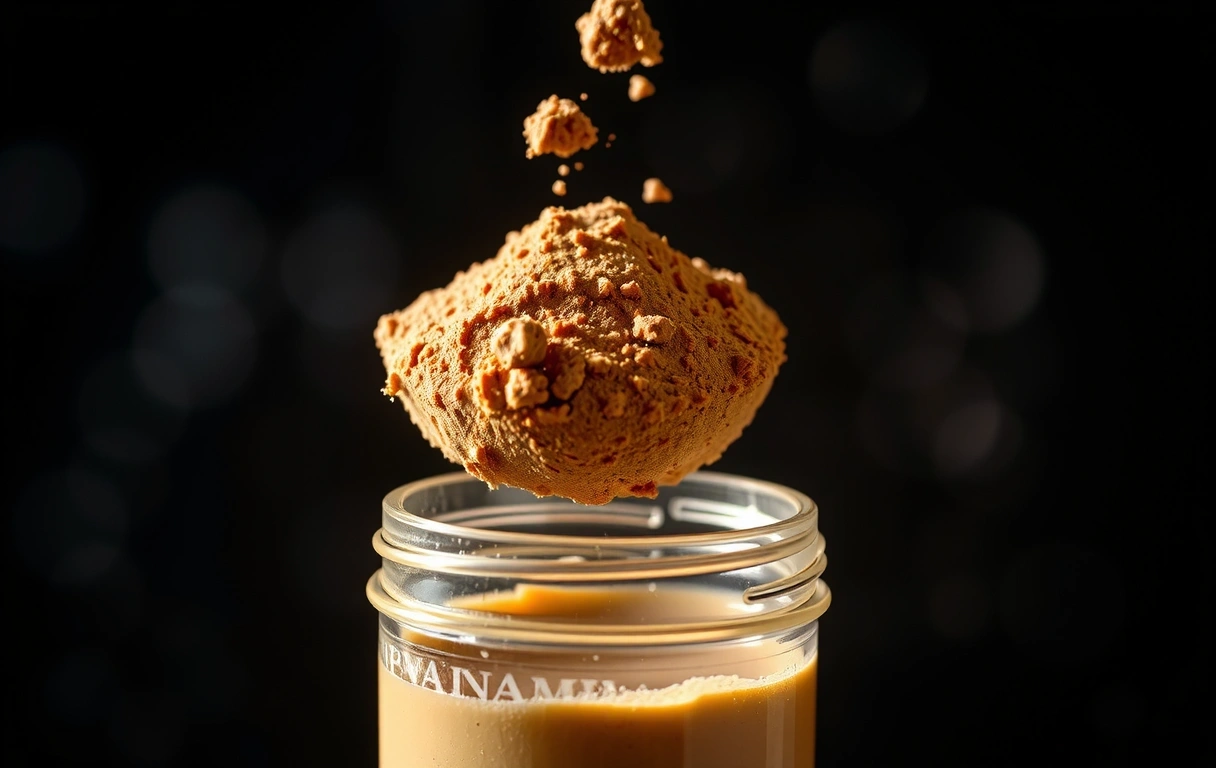 Protein powder being poured